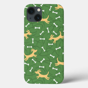 Funda Para iPhone 13 perros afortunados con el fondo de los huesos