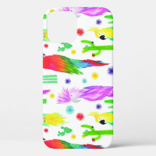 Funda Para iPhone 12 Perros coloridos, patrón dibujado a mano.