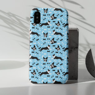 Funda Para iPhone 11 Pro Perros de Boston Terrier Patrón AZUL