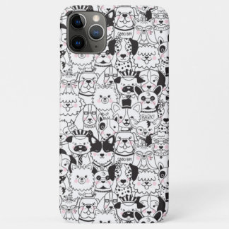 Funda Para iPhone 11 Pro Max Perros de corte Arte de línea de patrón animal bla