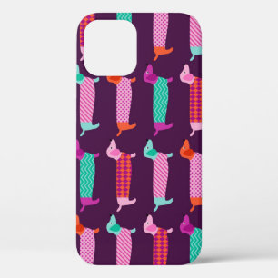 Funda Para iPhone 12 Perros De Dachshund: Patrón Cuto Sin Marea.