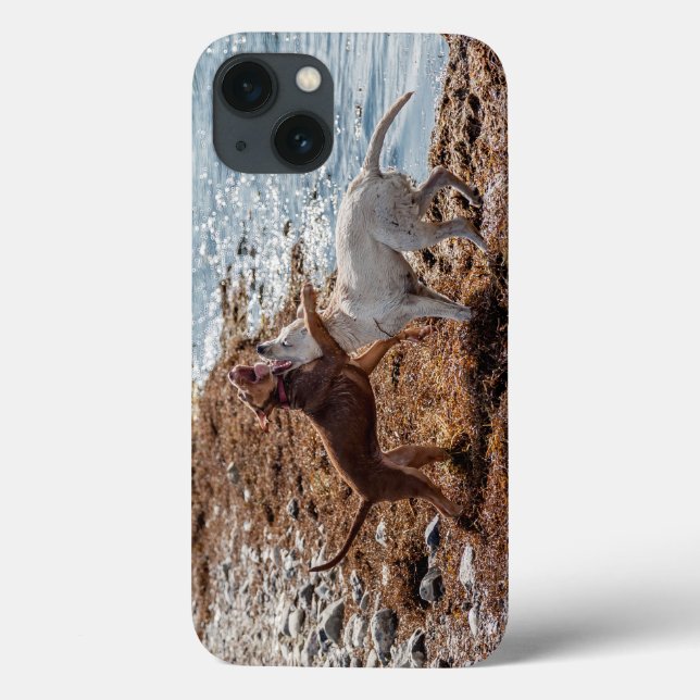 Funda De Case-Mate Para iPhone Perros en la playa (Reverso)