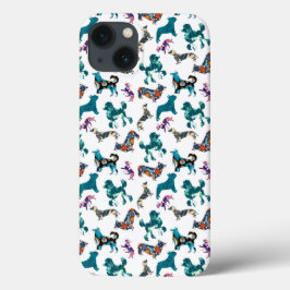 Funda Para iPhone 13 Perros Florales