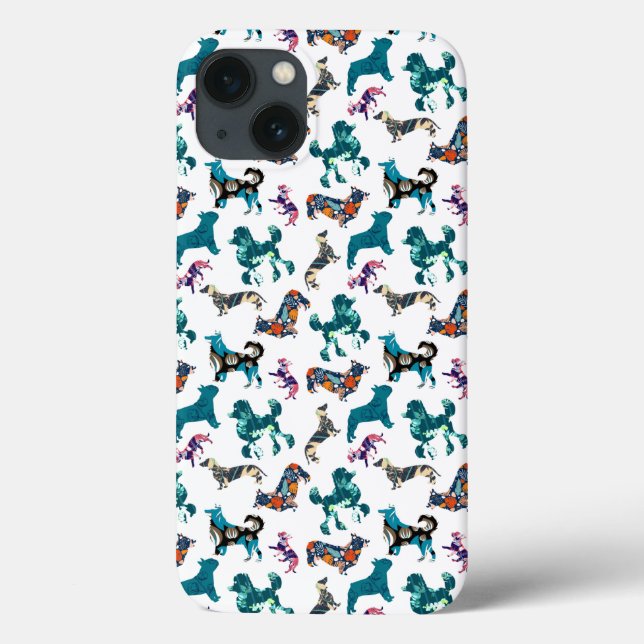 Funda De Case-Mate Para iPhone Perros Florales (Reverso)