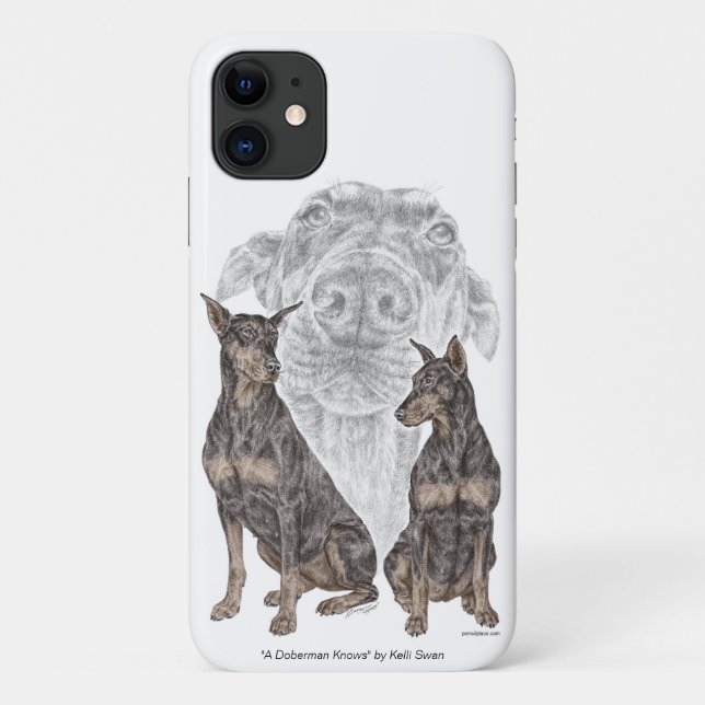 Funda De Case-Mate Para iPhone Perros negros y tan doberman (Reverso)