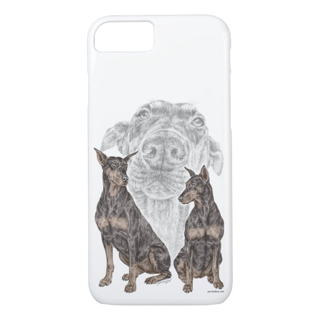 Funda De Case-Mate Para iPhone Perros negros y tan doberman (Reverso)