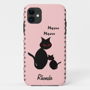 Funda Para iPhone 11 Personal de la familia Black Kitty Cat