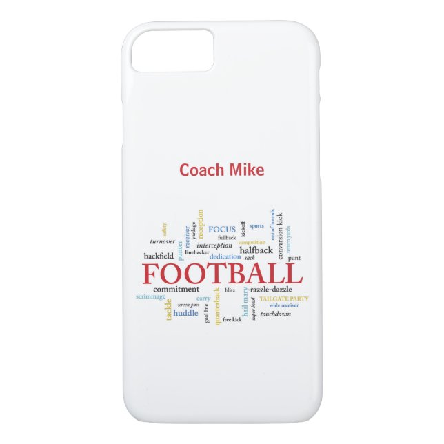Funda De Case-Mate Para iPhone Personalice, entrenador de fútbol gracias en palab (Reverso)