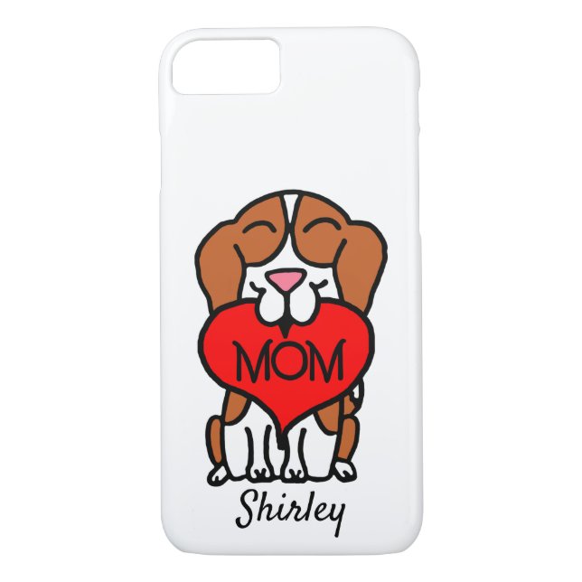 Funda De Case-Mate Para iPhone Personaliza a Beagle Heart Mom (Reverso)