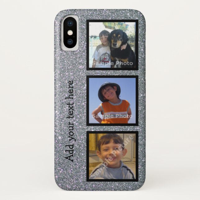 Funda De Case-Mate Para iPhone Personaliza con fotos y brillo de plata falso (Reverso)