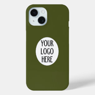 Funda Para iPhone 15 Personaliza tu logotipo de empresa negro blanco ve