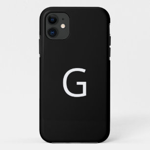 Funda Para iPhone 11 Personaliza tu monograma, blanco sobre negro