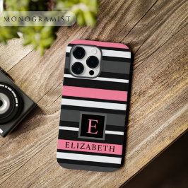 Funda Para iPhone 14 Pro Max De Case-Mate Personalizable Black Pink Gray White Stripes