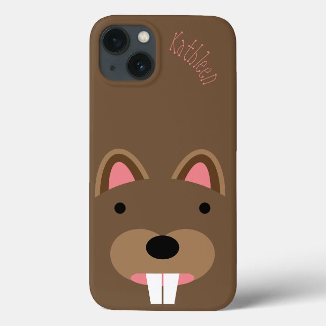 Funda De Case-Mate Para iPhone Personalizable Cute Beaver Face (Reverso)
