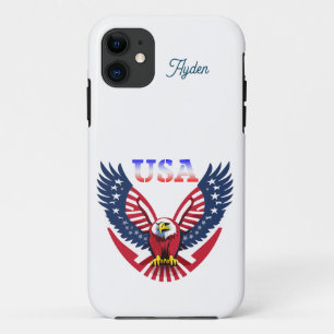Funda Para iPhone 11 PERSONALIZABLE de águila estadounidense de Estados