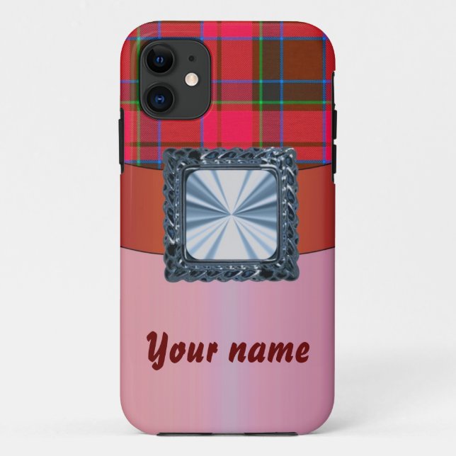 Funda De Case-Mate Para iPhone Personalizable de argyle rojo tartán (Reverso)