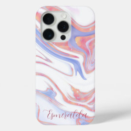 Funda Para iPhone 15 Pro Personalizable de Mármol de Bubblegum