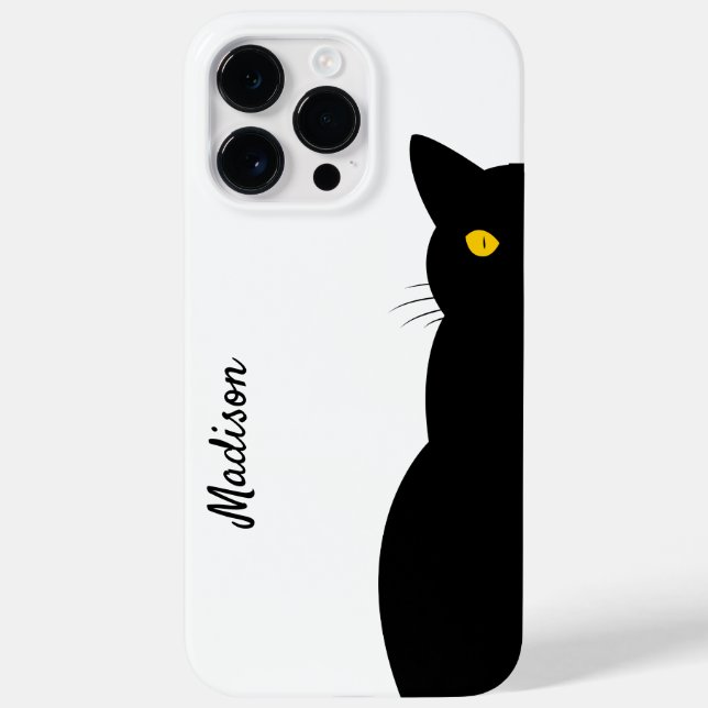 Funda De Case-Mate Para iPhone Personalizable de Ojos Dorados del CAT NEGRO (Reverso)