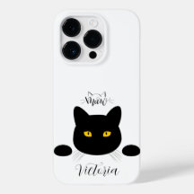 Personalizable de ojos dorados del gato negro de M