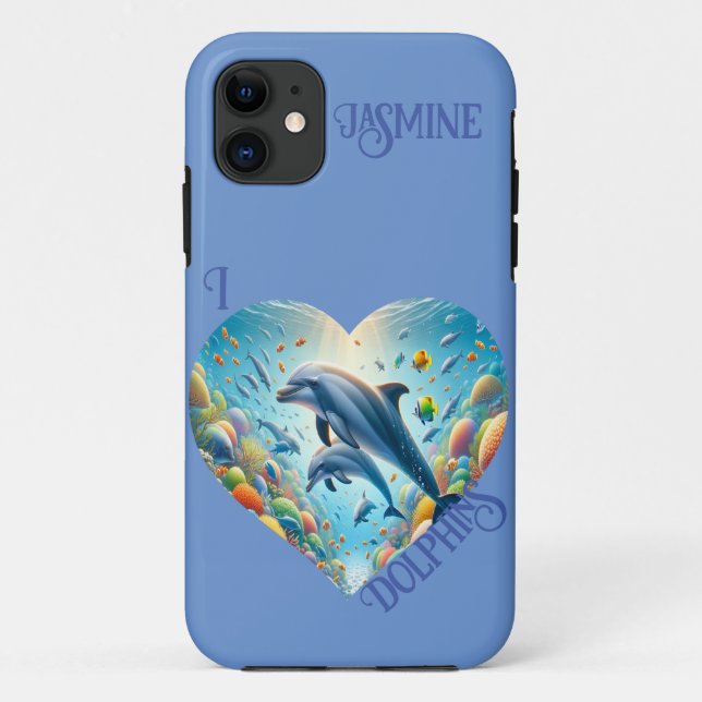 Funda De Case-Mate Para iPhone Personalizable Dolphin Love (Reverso)
