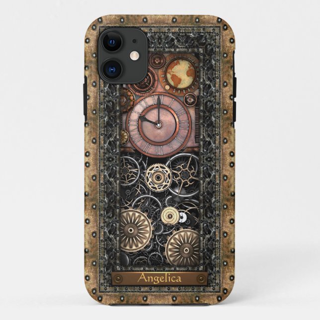 Funda De Case-Mate Para iPhone Personalizable elegante de Steampunk (Reverso)