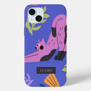 Funda Para iPhone 15 Mini Personalizable Kitty Cat & Matisse Leaves