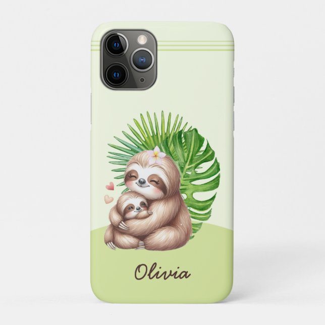 Funda De Case-Mate Para iPhone Personalizable Mamá y Baby Sloth (Reverso)