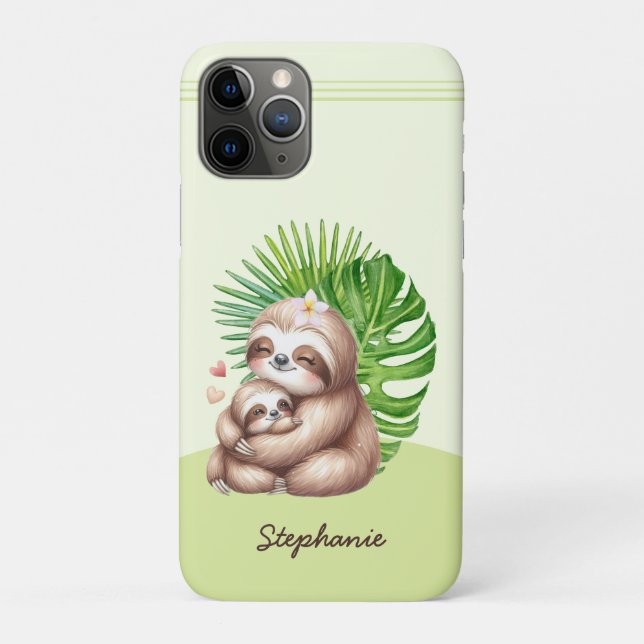 Funda De Case-Mate Para iPhone Personalizable Mamá y Baby Sloth (Reverso)