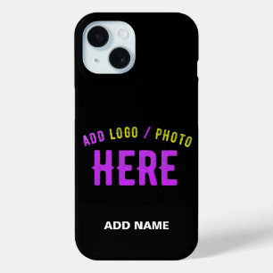 FUNDA PARA iPhone 15 PERSONALIZABLE MODERNO ESTILO NEGRO VERIFICADO MAR