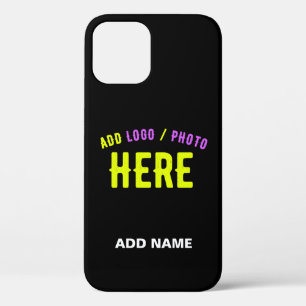 FUNDA PARA iPhone 12 PERSONALIZABLE MODERNO ESTILO NEGRO VERIFICADO MAR