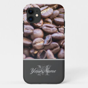 Funda Para iPhone 11 Personalizable Monograma con granos de café!