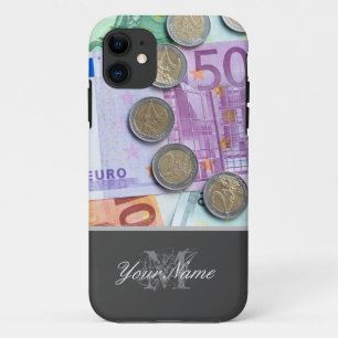 Funda Para iPhone 11 Personalizable Monograma con monedas y billetes!
