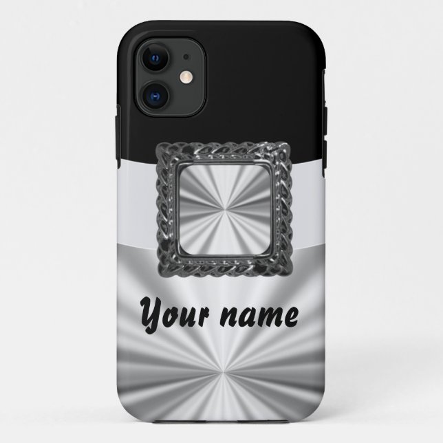 Funda De Case-Mate Para iPhone Personalizable negro y plateado (Reverso)