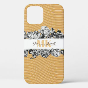 Funda Para iPhone 12 Pro Personalizable Nombre Rosas Gold Moda Monograma Lu