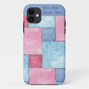 title_seo2 Personalizable Patchwork iPhone 5 Funda, Rosa, Blu