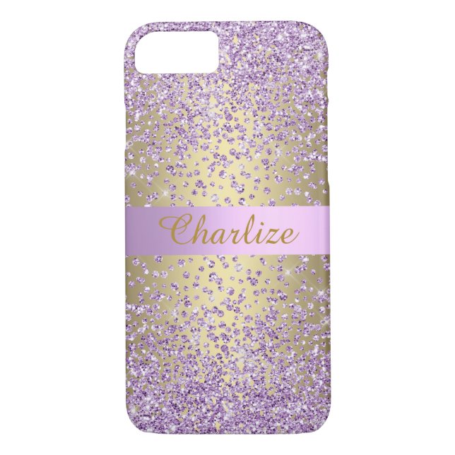 Funda De Case-Mate Para iPhone Personalizable Purpurina Lilac Purple Gold Sparkle (Reverso)