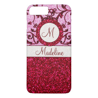 Funda Para iPhone 8 Plus/7 Plus Personalizable purpurina rojo monograma iPhone 7 f
