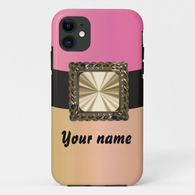 Funda De Case-Mate Para iPhone Personalizable rosa y dorado (Reverso)