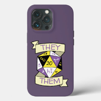 Funda Para iPhone 13 Pro Personalizable Tabletop no binario D20 Pronoun Dic