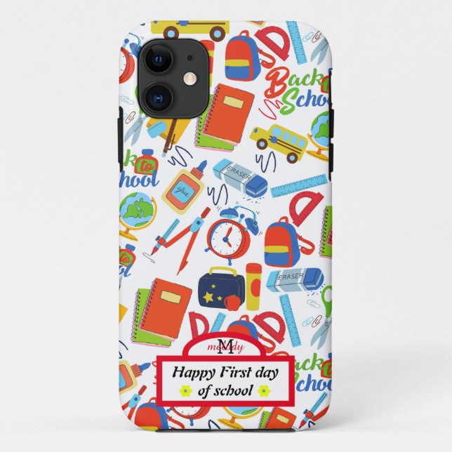 Funda De Case-Mate Para iPhone Personalizable vibrante de vuelta al patrón escola (Reverso)