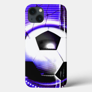 Funda Para iPhone 13 Personalización azul de fútbol con nombre o nombre