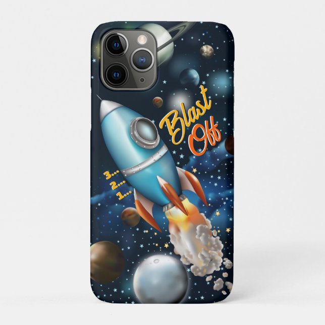 Funda De Case-Mate Para iPhone Personalización de aventura espacial de Rocketship (Reverso)