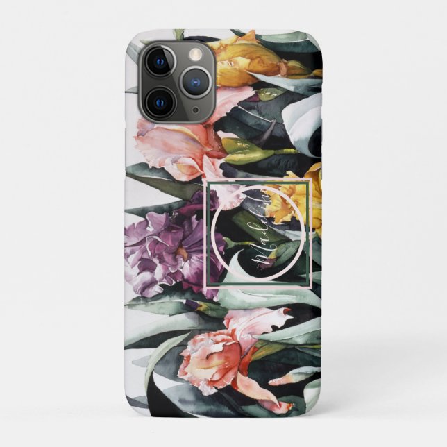 Funda De Case-Mate Para iPhone Personalización de la acuarela de Iris Flower Gard (Reverso)