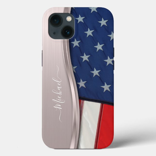 Funda De Case-Mate Para iPhone Personalización de la Bandera de Estados Unidos Fa (Reverso )