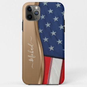 Funda Para iPhone 11 Pro Max Personalización de la bandera estadounidense Faux 