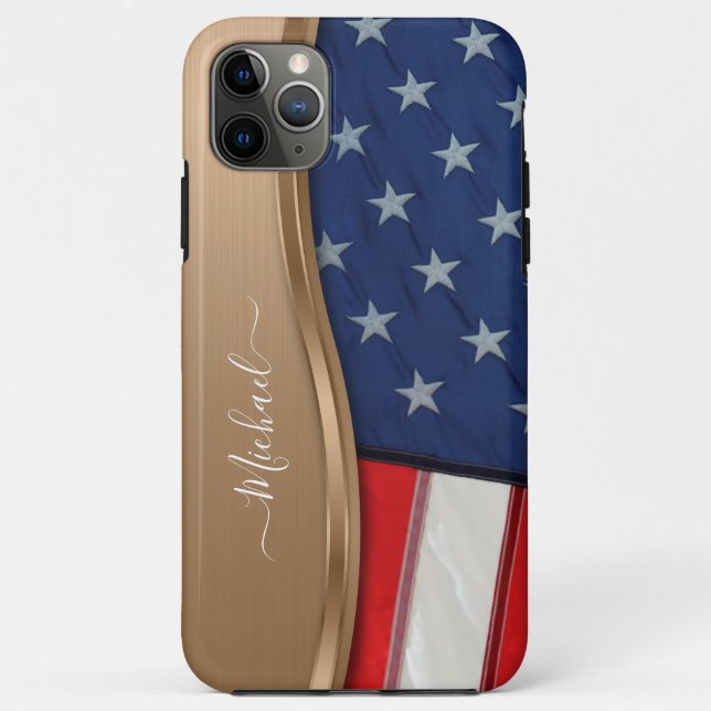Funda De Case-Mate Para iPhone Personalización de la bandera estadounidense Faux  (Reverso)