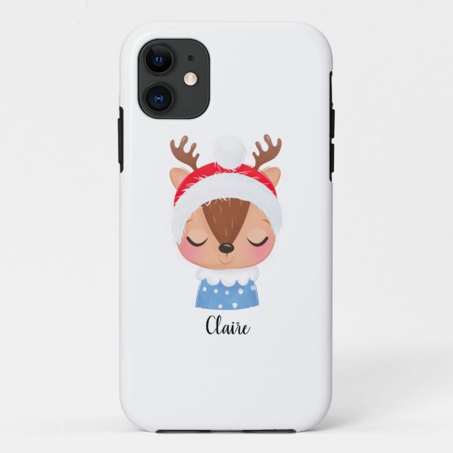 Funda De Case-Mate Para iPhone Personalización de Navidades durmiendo cara de ren (Reverso)