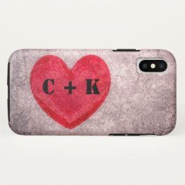 Funda Para iPhone X Personalización del monograma de corazón lavado de