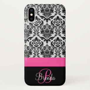 Funda Para iPhone X Personalización del patrón de damasco negro de col