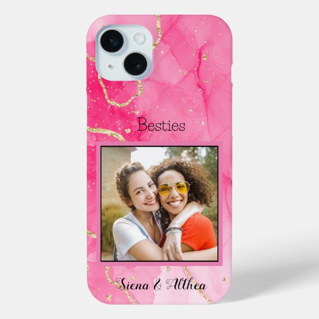 Funda De Case-Mate Para iPhone Personalización rosa moderno Fotografía de mejores (Reverso )
